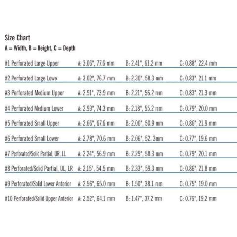 Tray Aways Size Chart